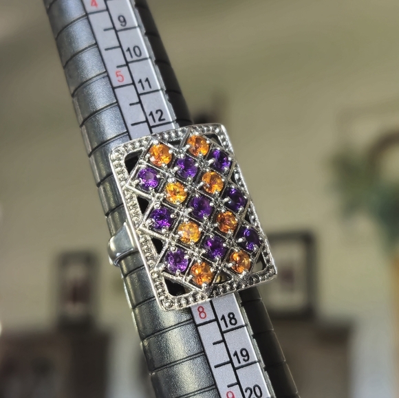 NICKY BUTLER 925 Sterling Silver Amethyst & Honey Topaz Designer Ring Size 7 NWT - Picture 9 of 16